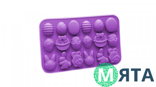 Силиконовая форма Пасхальные зайцы + яйца