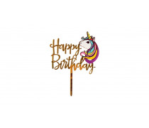 Топпер Happy Birthday с единорогом, акрил