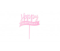 Топпер Happy Birthday №25 розовый, акрил