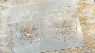 Трафарет Елочные шары с бантами №3, 20х15 см Трафарет Елочные шары с бантами №3, 20х15 см